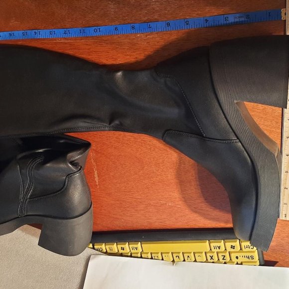 NEW ! Steve Madden Women Baily Over Knee High Platform Boot Black Size 9.5 - Picture 5 of 6